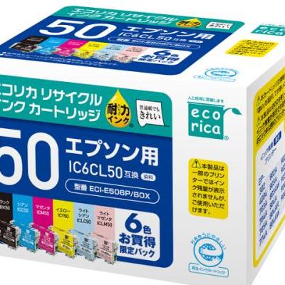 エコリカ ECI-E506P/BOX エプソン IC6CL50 互換リサイクルインクカートリッジ 6色BOXパック インク