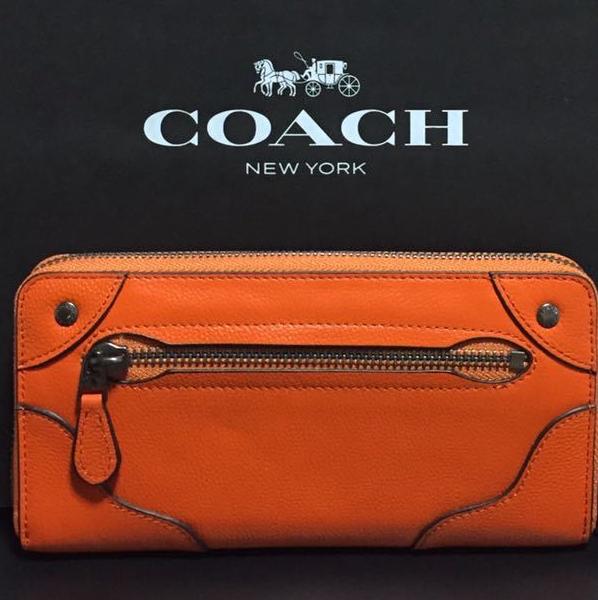 新品】新品【COACH コーチ】長財布 レディース メンズ ミッキーグレーンレザー オレンジ YKKファスナー レシートつき  ブランド＊ラッピング＊の落札情報詳細 ヤフオク落札価格検索 オークフリー