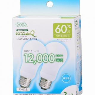 オーム電機 電球形蛍光灯 E26 60形相当 昼光色 エコデンキュウ 2個入EFA15ED/11-2PN 電球・蛍光灯・照明器具の激安販売  いーでんネット