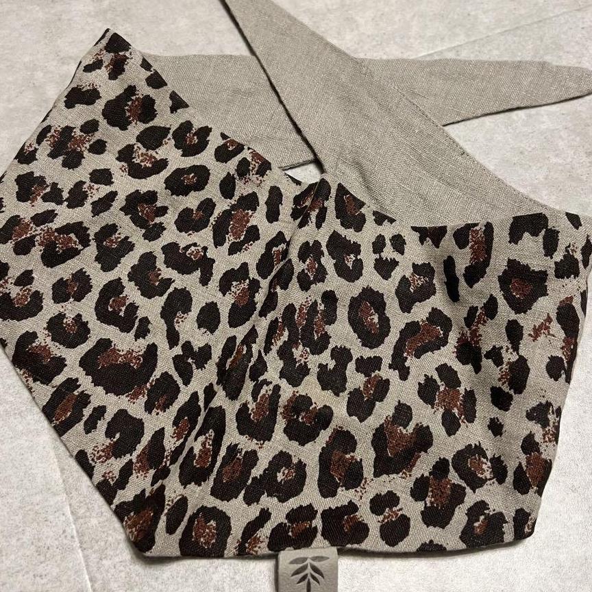 leopard　linen　scarf