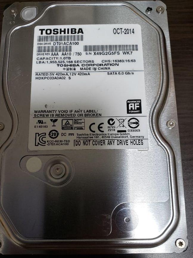 【即日発送】⭐SALE⭐　HDD　TOSHIBA　1TB　3.5インチ