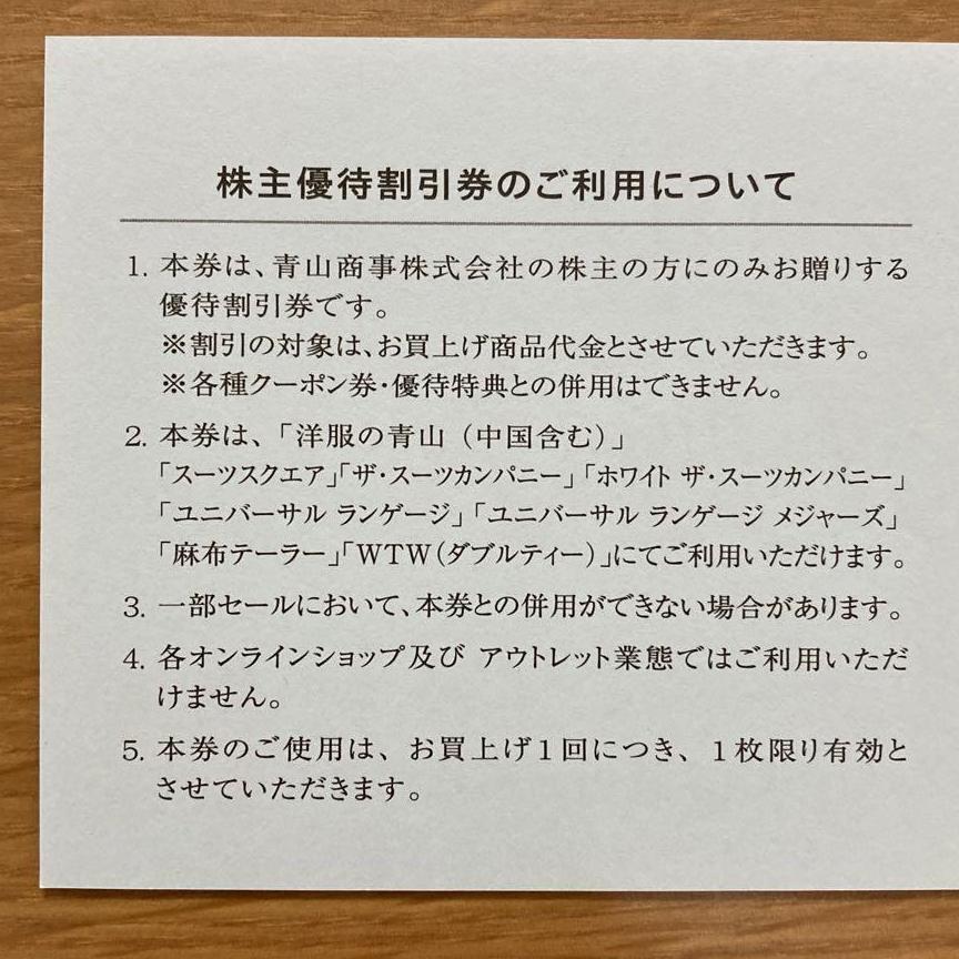 青山商事　株主優待券　洋服の青山　20OFF