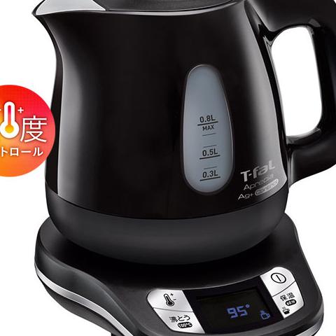 T-fal ティファール 電気ケトル 0.8L アプレシア エージー・プラス コントロール オニキスブラック KO6208JP