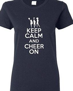 Ladies Keep Calm and Cheer On Pom Pom Cheerleader Cheer Dance Sports T-Shirt  Tee eBay